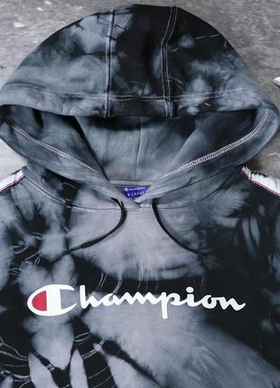 Эксклюзивный тай дай оверсайз худи champion с лампасами. american vintage stussy kappa fila carhartt custom реглан свитшот5 фото