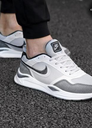 Распродажа. 40-41. мужские сетчатые, серые с белым кроссовки nike black edition. 3999 кк
