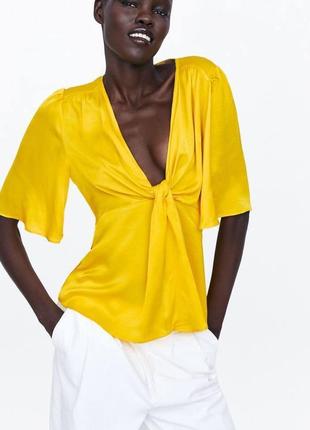 Яркая желтая блуза zara