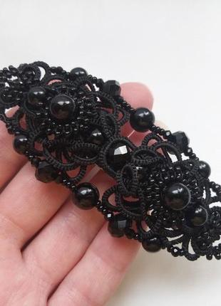 Черная кружевная заколка автомат кружевные украшения фриволите анкарс