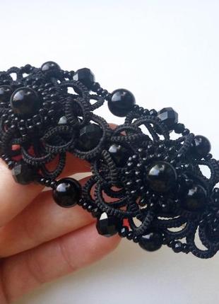 Черная кружевная заколка автомат кружевные украшения фриволите анкарс