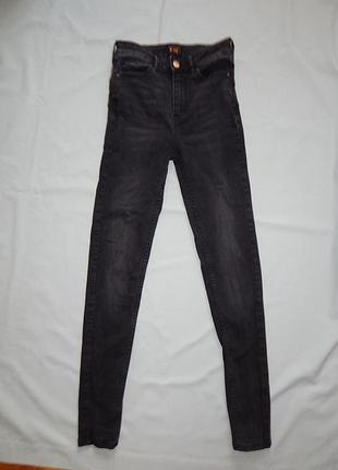 Джинсы модные на худенькую девочку подростка uk 6 eur 34 стрейч skinny высокая посадка xs