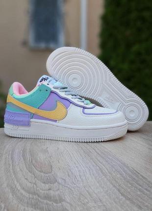 Кроссовки женские nike air force 1 shadow бежевые с сиреневым 🌶 найк аир форсе1 фото