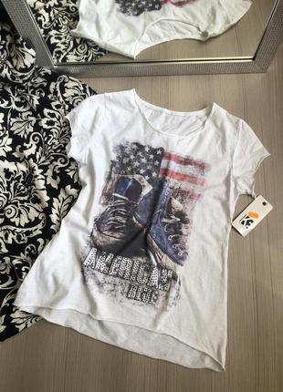 Футболка  базова нова м /lбіла америк прапор стильна котон