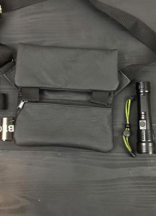 Набір 2в1. шкіряна сумка з кобурою + ліхтарик професійний qi-765 police bl-x71-p503 фото