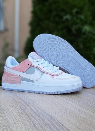 Кроссовки женские nike air force 1 shadow белые с серым с пудрой 🌶