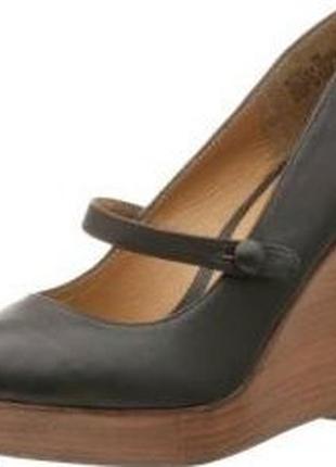 Туфли steve madden коричневые кожаные ,танкетка р 401 фото