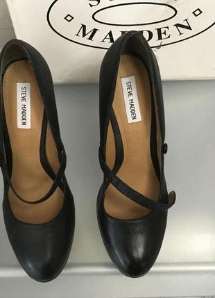 Туфли steve madden коричневые кожаные ,танкетка р 404 фото