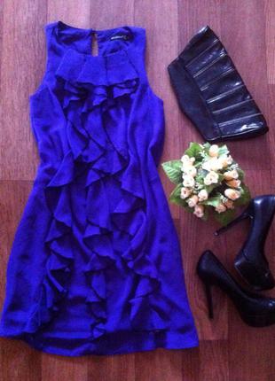 Красивое фиолетовое шифоновое короткое платье3 фото