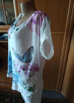 Шелк+вискоза!! отличная блуза, блузон в бабочки р.40-426 фото