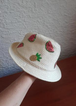 Крутая соломенная шляпка с вышивкой от h&m 2-5 лет