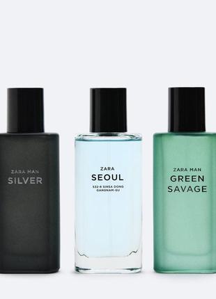 Чоловічі парфуми zara (silver,seoul.green savage) 40ml1 фото