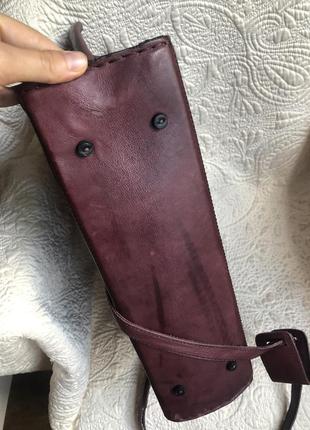 Эффектная необычная кожаная сумка в этно стиле, натуральная плотная кожа,5 фото