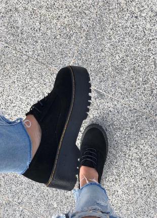 Натуральная замша! стильные женские туфли на платформе на шнурках оксфорды замшевые2 фото