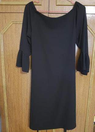 Платье чёрное креп шифон 46-48 размер вечерние повседневное1 фото
