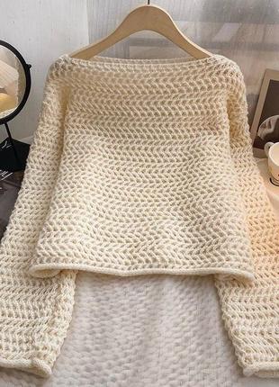 Свитер крупной вязки айвори свитер сетка