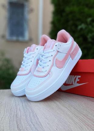 Кроссовки purple nike air force 1 shadow белые с пудрой 🌶 найк аир форсе