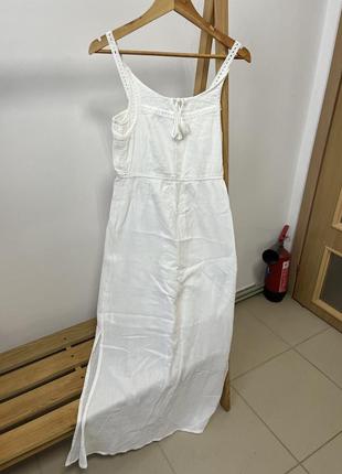 Женское летнее платье белое длинное платье муслиновое платье платья до пола молочное платье2 фото