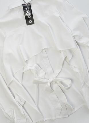 Белая рубашка с завязками по спинки6 фото