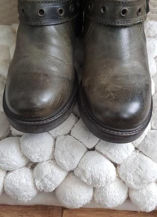 Кожаные демисезонные ботинки оливковые полусапожки мото сапоги берцы4 фото