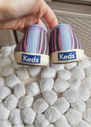 Розовые кеды в полоску коттоновые мокасины keds6 фото