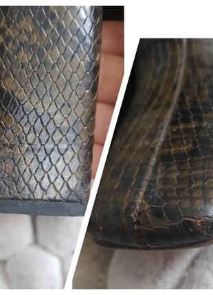 Кожаные демисезонные ботинки с квадратным носком оливковые ботинки полусапожки с принтом рептилии zara 3710 фото