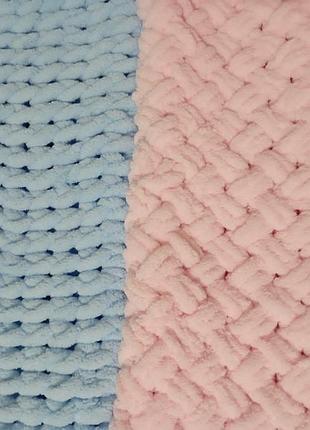 Вязаный плюшевый плед ручной работы6 фото