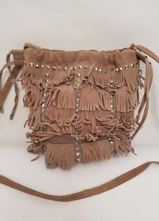 Супертрендовая замшева сумка zara crossbody модель мішок