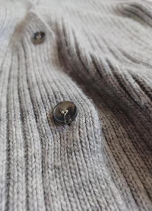Кардиган свитер макси длинный в пол с разрезами в рубчик на пуговицах с карманами шерстяной шерсть вязаный крупной вязки3 фото