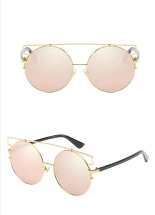 Дзеркальні жіночі окуляри рожеве золото, женские очки зеркальные розовое золото1 фото
