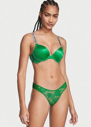 Кружевной бюстгальтер пуш-ап shine chain strap verdant green size:38b