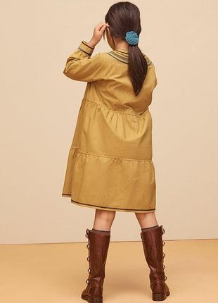 Платье zara лимитированная новая коллекция оверсайз с вышивкой нарядное вышиванка горчичное желтое женское детское для девочки limited edition4 фото