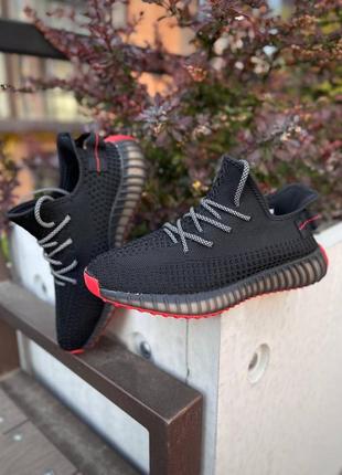 Yeezy чорного кольору з червоною підошвою 🖤❤️7 фото