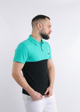 Polo nike бірюзово-чорний2 фото