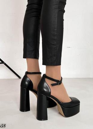 Трендові жіночі туфлі, чорні, екошкіра,3 фото