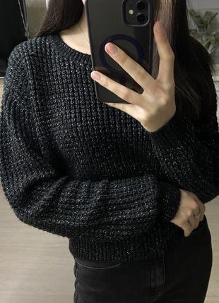 Чорний светр з люрексом golddigga