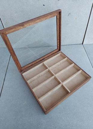 Шкатулочка wooden organizer бежевая под очки4 фото