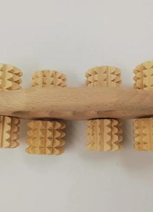 Массажер для тела антицеллюлитный, деревянный, зубчатый из колючей березы2 фото