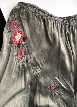 Шелковая юбка длинная макси с вышивкой monsoon р.46 100% шелк4 фото
