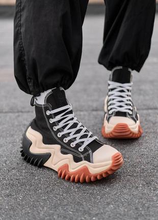 Converse run star motion hi black cream жіночі кросівки