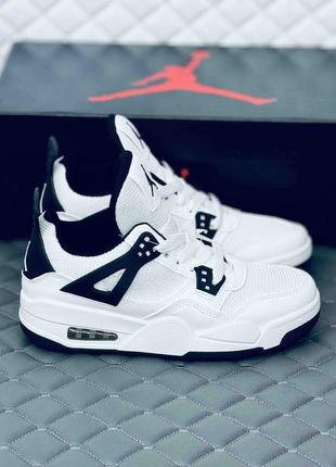 Кросівки весняні nike retro jordan 4 white-black кросовки джордан 4 білі