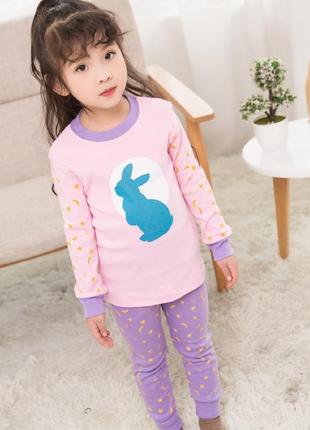 Пижама для девочки, розовая. лунный кролик.
