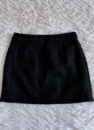 Черная твидовая юбка f&f с пуговицами4 фото