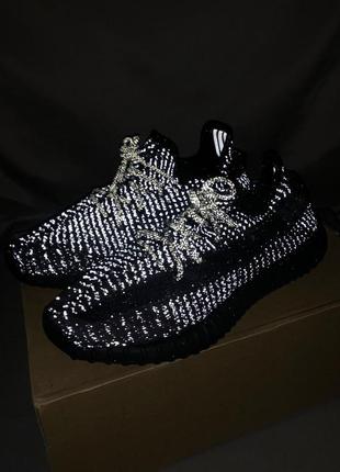 Adidas yeezy boost 350 v2 triple black reflective7 фото