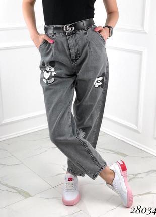 Джинси mom fit mickey із завищеною талією