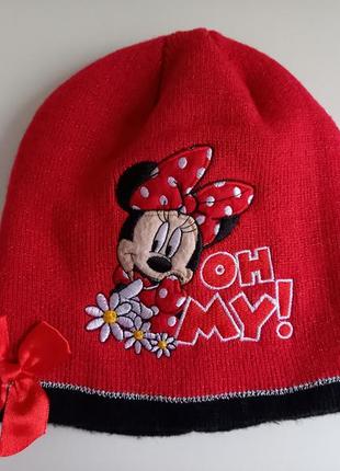 Тепла демісезонна демі весняна осіння шапка з мінні маус minnie mouse для дівчинки 4-5 років ог 521 фото