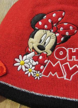 Тепла демісезонна демі весняна осіння шапка з мінні маус minnie mouse для дівчинки 4-5 років ог 527 фото