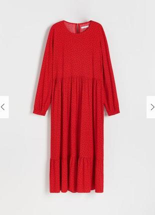 Красное миди платье reserved