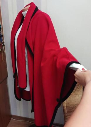 Вовна кашемір кашеміровий кейп пальто манто червоне2 фото