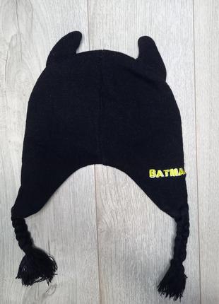 Модна чорна демісезонна демі осіння шапка бетмен batman по бірці m/l для хлопчика 3-5 років ог 50-523 фото